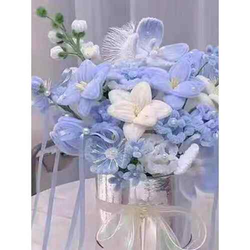 手工编织花束DIY材料包自制扭扭棒抱抱桶成品仿真花送女友生日礼