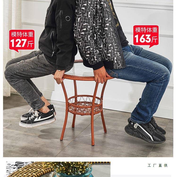 茶几圆桌阳休息餐桌家用钢化F996T8ST印花玻编织简约桌饭桌室内户