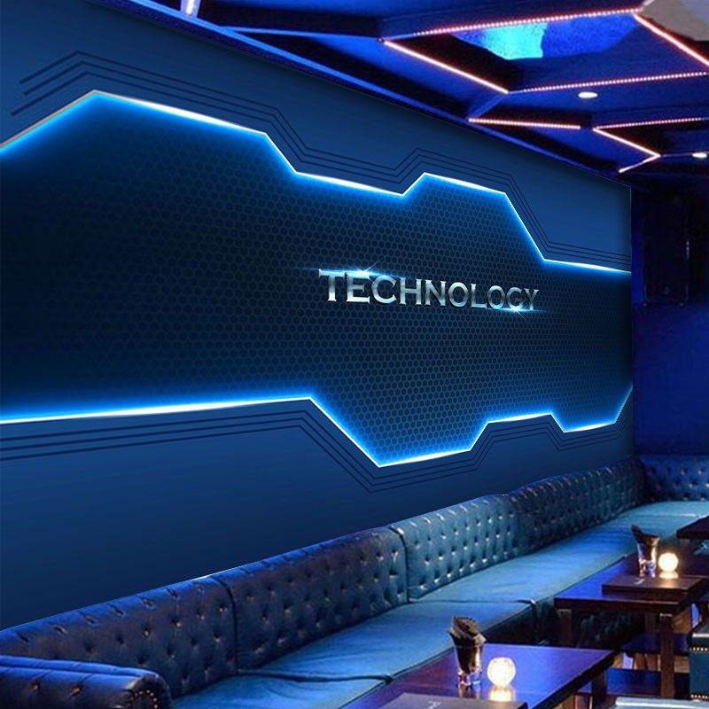 ktv酒吧酒店包厢墙纸3d科技感背景墙布AI公司前台健身房装修壁纸