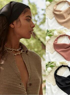Woman Girls Solid Summer Head Scarf Chiffon Triangle Bandana