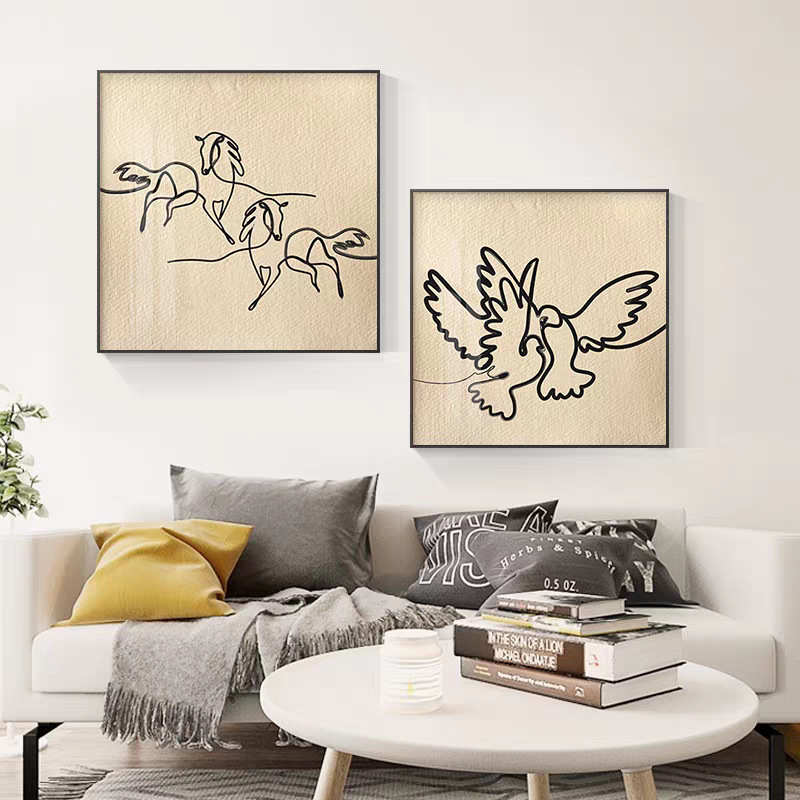 吉象温馨动物客厅挂画简约艺术沙发背景装饰画软装样板间卧室壁画图片