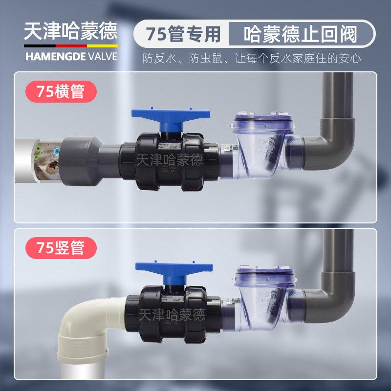 哈蒙德止逆阀75厨房下水道防反水止回阀pvc排水管逆止阀止逆阀水
