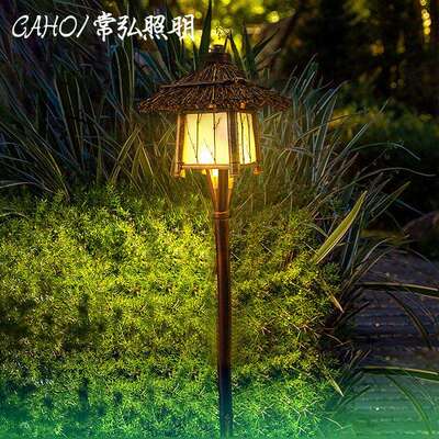 中式防水仿古茅草屋插地草坪灯古建筑庭院灯餐厅民宿农庄竹屋吊灯