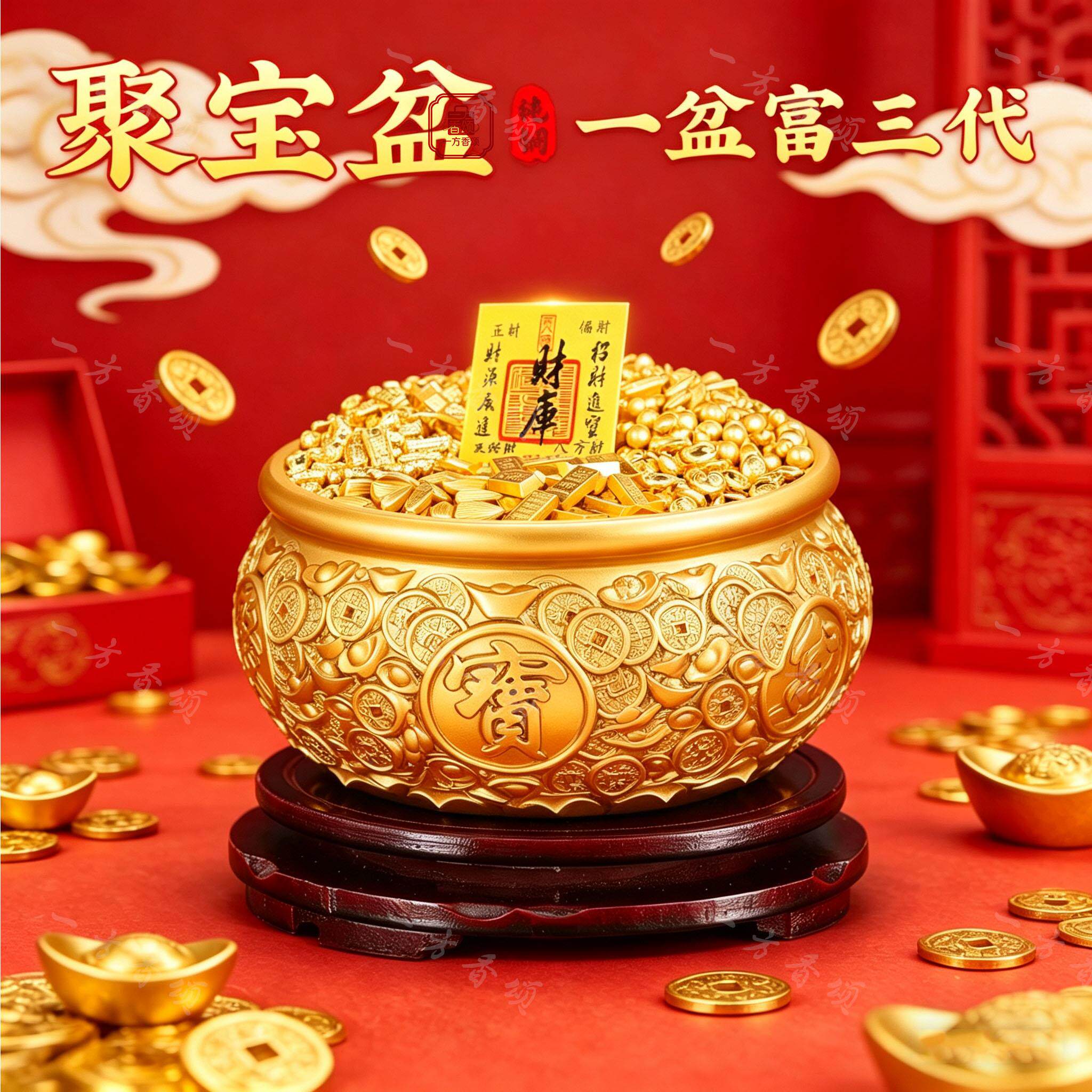 黄铜聚宝盆摆件招财进宝创意工艺礼品摆饰办公室客厅装饰店铺开业