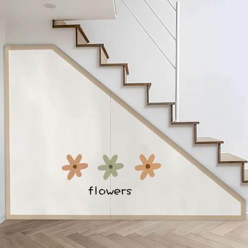 楼梯下遮挡帘定制侧面斜三角防尘免打孔装饰布帘储物杂物间遮丑帘