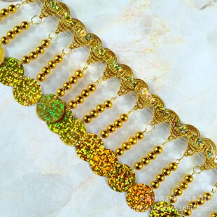 饰一条9米 料装 新款 圆片吊珠流苏花边手穿ZJG辅串珠民族穗吊服装