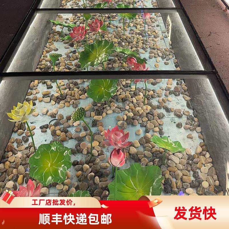 荷叶真荷花装饰铁艺搭配摆件创意莲花景观橱窗彩色莲叶旱景金属