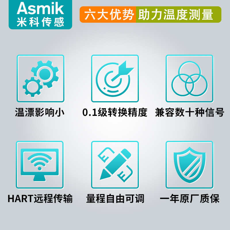 万能信号输入型温度变送器模块pt100热电阻S E K型热电偶4-20mA