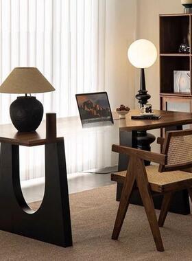 实木餐桌办胡桃木色木客ZFO厅餐原桌椅长书桌工作大板一体台会议