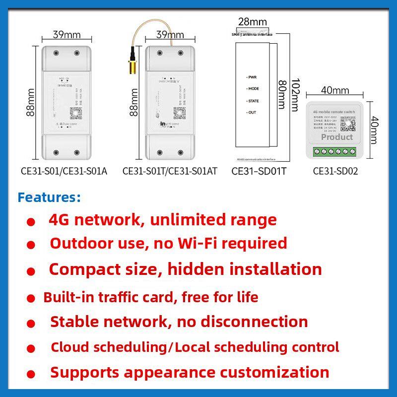 4g移动应用遥控开关智能开关灯光控制模块无线遥控定时器体积小