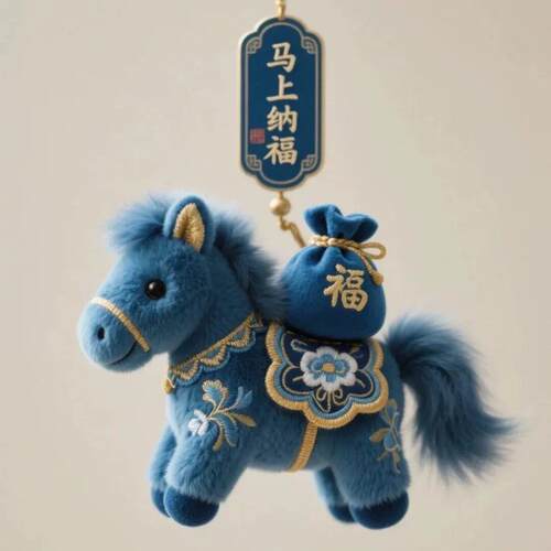2026五马贺春新春好兆头小红书同款马年高颜值小马毛绒玩偶挂件