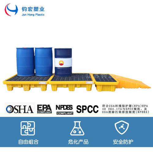 四桶防渗漏托盘加防厚型危废盘泄漏栈板油桶接漏油平EKO托台四桶