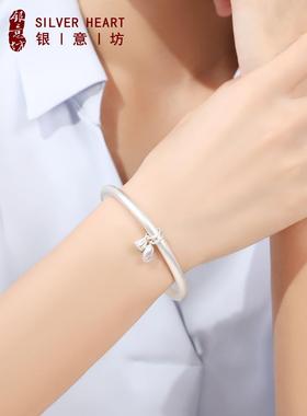 正品两个世界银欢乐炼法女子纯手银9999民族风格遗产古银手炼实心