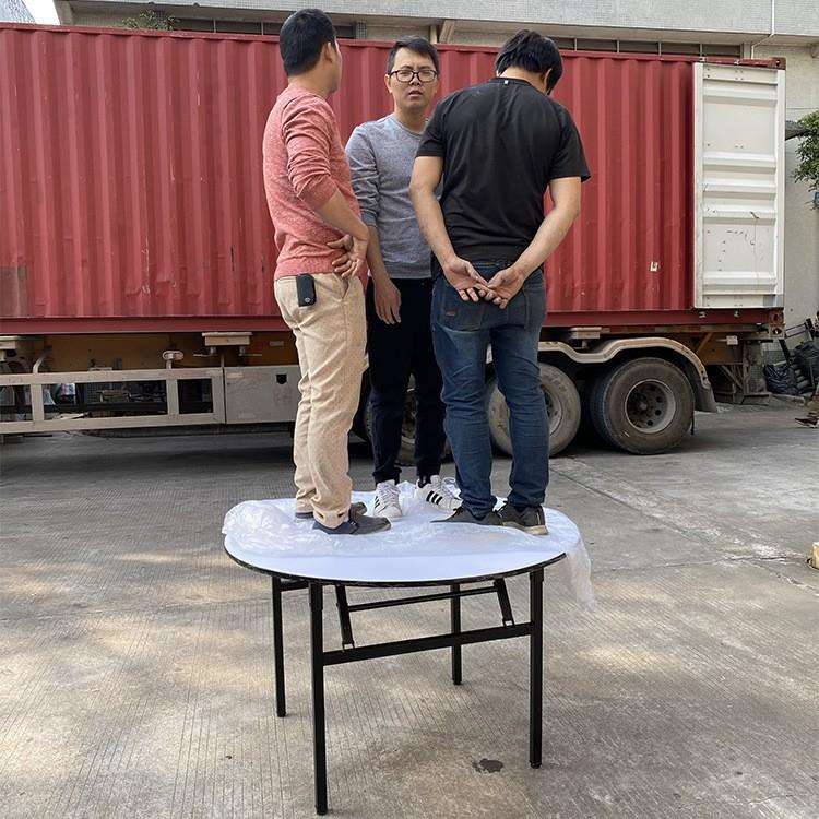 工厂酒店宴会大圆桌婚庆礼堂会议酒楼餐厅桌面折叠黑色桌架子
