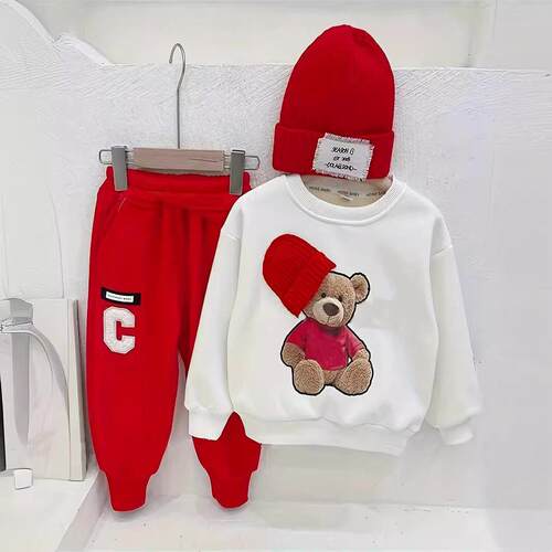 Ready Stock 4-7Y Toddler Kid Christmas Bear 3-Piece Outfit