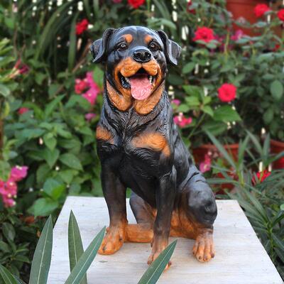 件花园装狗动物树饰脂工艺1754-175品仿真罗威纳犬摆仿真模型客厅