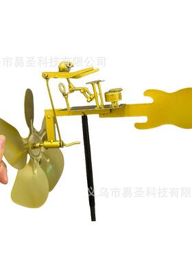 手工金属鼓手风车独特设计动态艺术装饰雕塑户外花园庭院装饰
