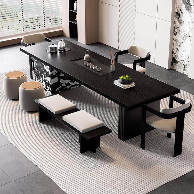 实木茶桌岛台一体式泡茶桌椅组合意式轻奢高级感现代简约茶台新款