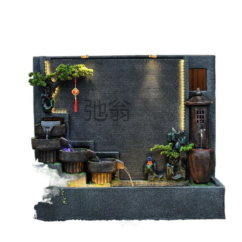 欧式水幕墙流水屏风喷泉落地摆件庭院景观鱼池公司酒店造景装