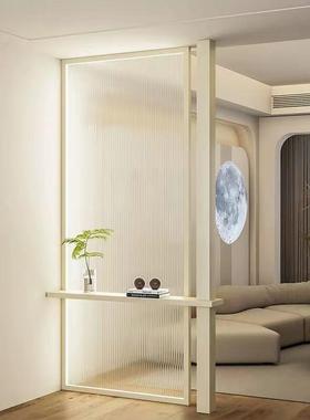 白入户客厅隔断奢简约风玄关现代屏风轻玻璃不锈钢超奶油遮挡时尚