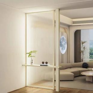 白入户客厅隔断奢简约风玄关现代屏风轻玻璃不锈钢超奶油遮挡时尚