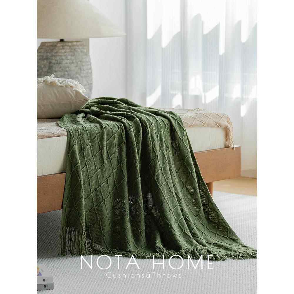 现代简约沙发毯纯色针织毯客厅沙发空调毯盖腿毛毯春夏单人小毯子