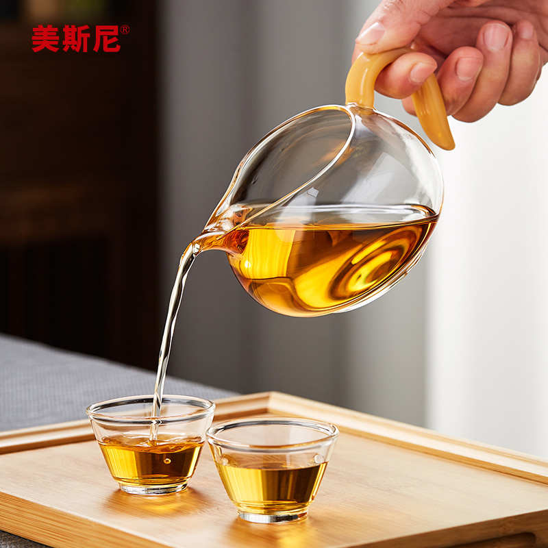 美斯尼茶海分茶器耐高温家用功夫茶具配件加厚玻璃公道杯茶漏套装