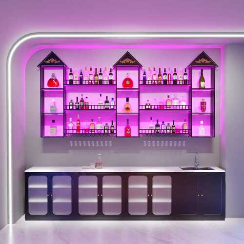 酒吧吧台酒柜工业风餐厅酒馆酒水展示创意壁挂发光酒架餐边柜