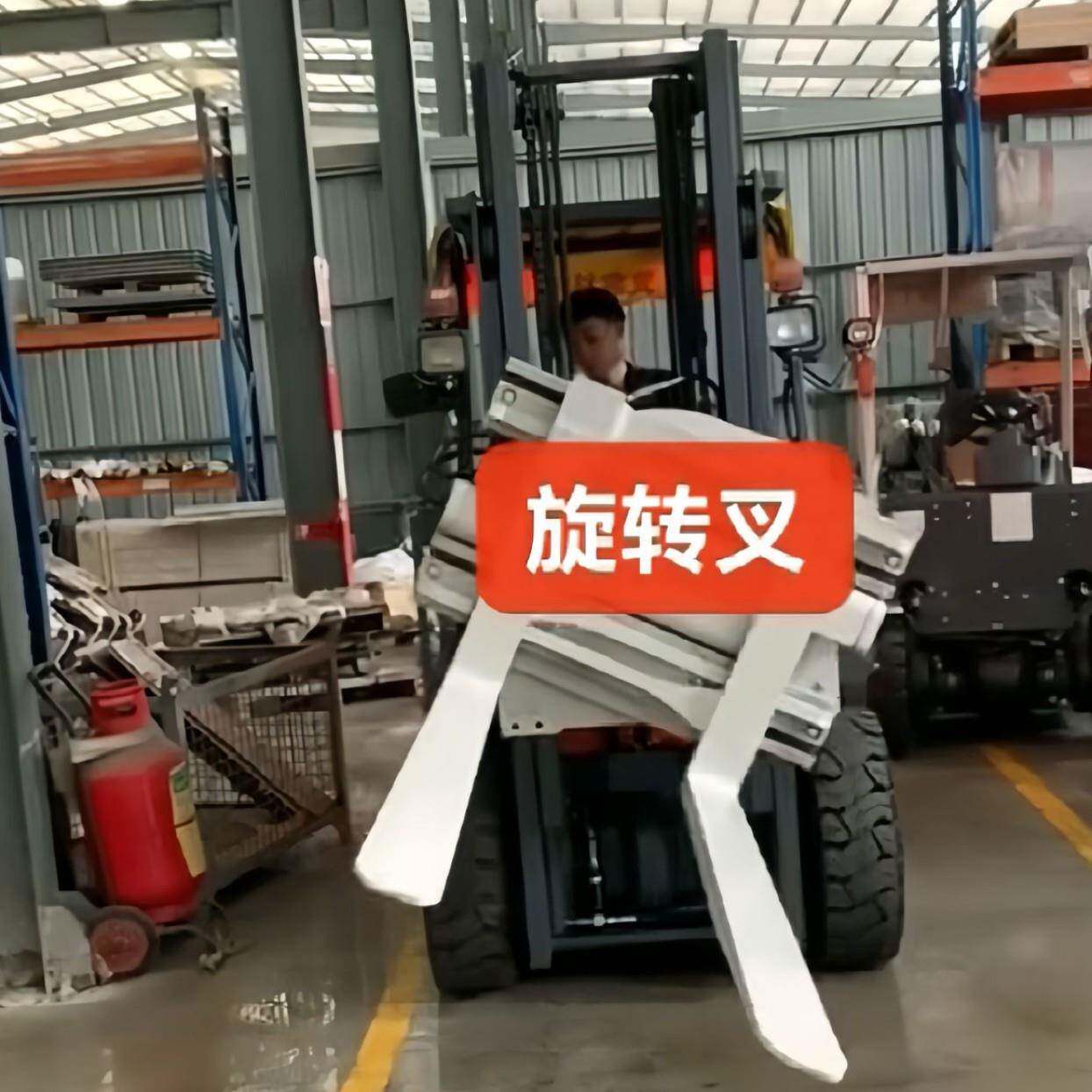 叉车属具旋转叉夹60°倾翻废料抓反牙叉车推拉器转轮胎夹