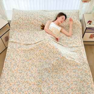 全棉隔脏睡袋纯棉单人旅行睡袋床单被罩旅游酒店出差便携式 三件套