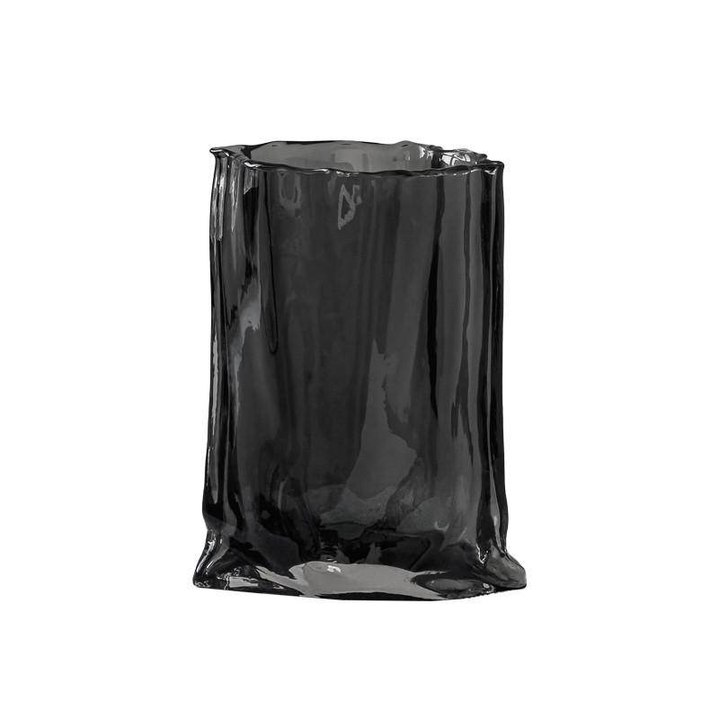 ins风褶皱布袋玻璃花瓶网红创意大摆件客厅轻奢高档透明水养插花,家居饰品,花瓶,淘宝优惠券,粉丝福利购,淘宝优惠卷