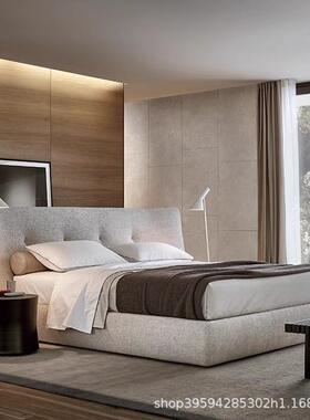 意式极简布艺床高端大气宽屏双人大床REVER1.8米别墅复古主卧婚床