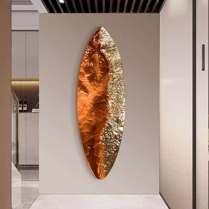 三维立体树脂浮雕入口装饰画与不对称走廊走廊挂画垂直版客厅大气