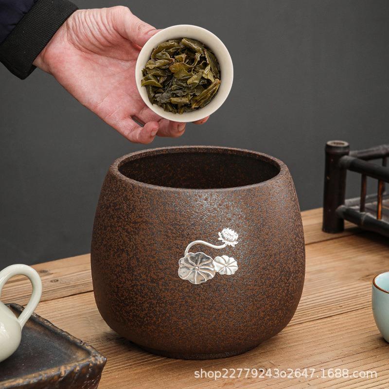 粗陶茶渣缸建家用洗复古陶瓷茶配废水茶464361缸水盂茶具件茶水缸