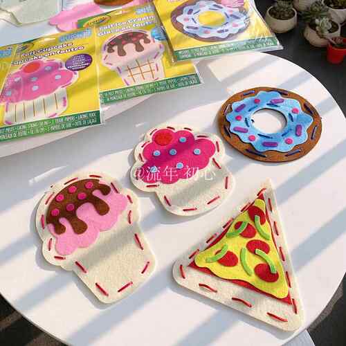 包邮.一套4个. 国外狠贵的儿童手工缝制DIY粘贴四款甜品套装