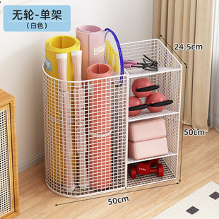 瑜伽垫收纳筐健身器材收纳运动器械收纳篮带轮放羽毛球拍夹缝移动