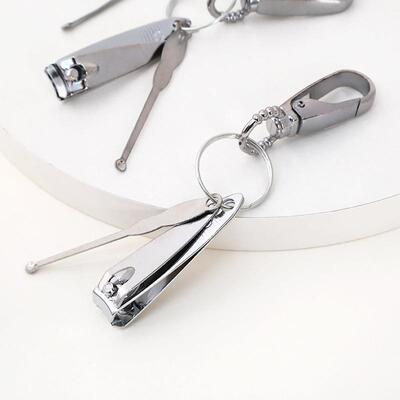 Set of Keychain with Nail Clippers, Nail Scissors, and Ear P