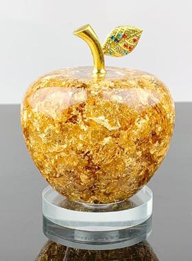 客厅摆件高端大气上档次2025小号金箔水晶苹果创意圣诞节畅销东南