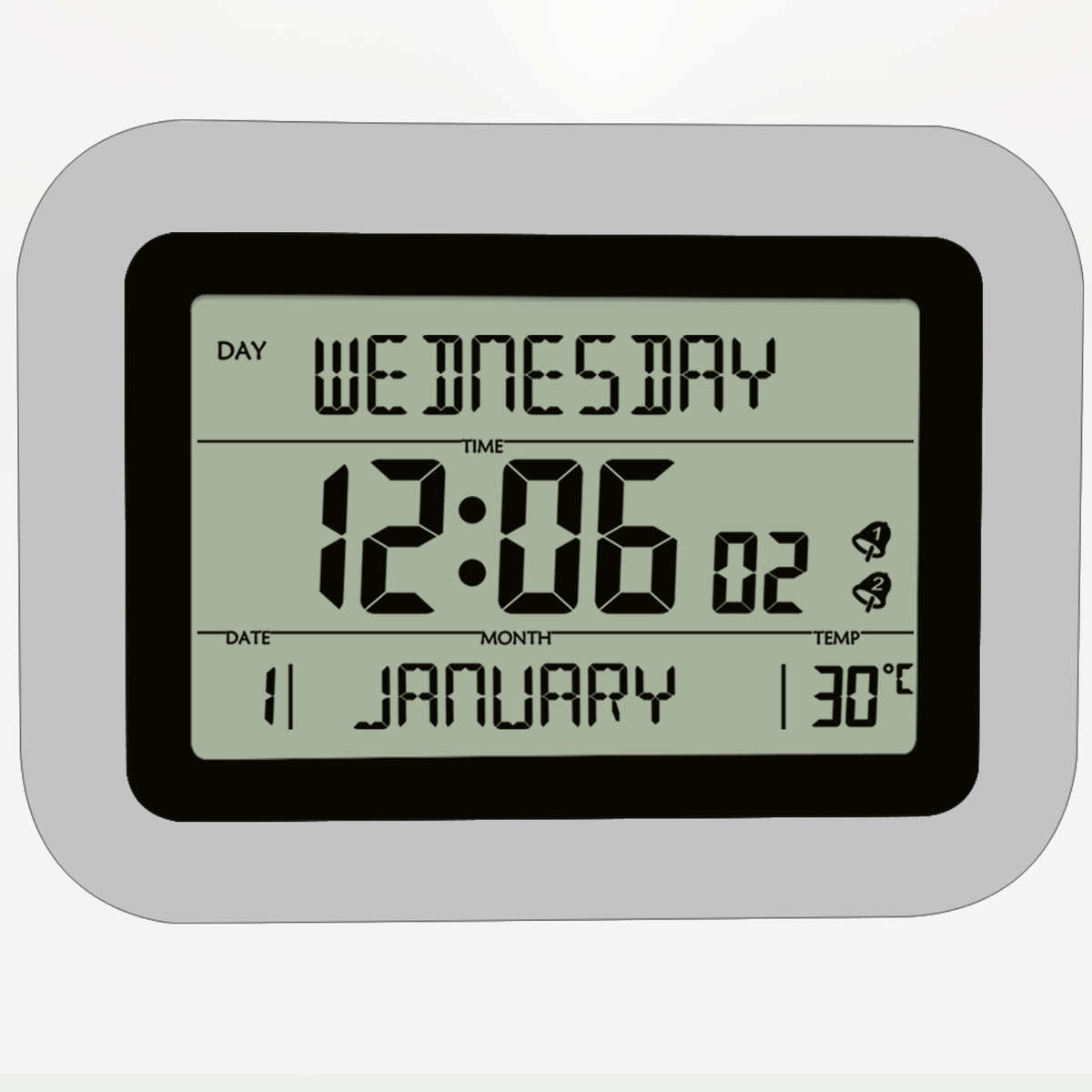 轻奢简约居家卧室壁挂钟星期日历全显示数字万年历闹钟H162F