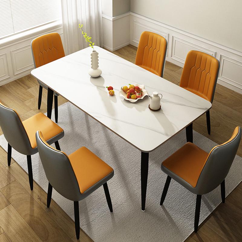 岩板餐桌小户型家用现代简约轻奢饭桌子客厅长方形餐厅餐桌椅组合