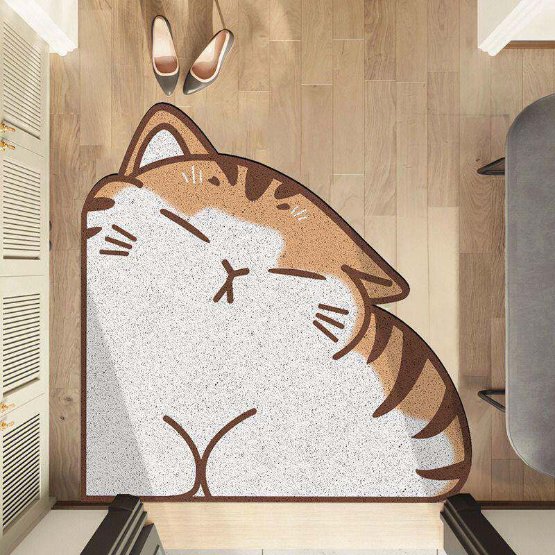 卡通胖胖猫入户门地垫耐脏进门防滑垫家用门口刮泥除尘丝圈地垫