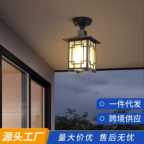 吸顶灯新中式户外防水别墅过道走廊凉亭庭院笼中式吊灯复古超亮