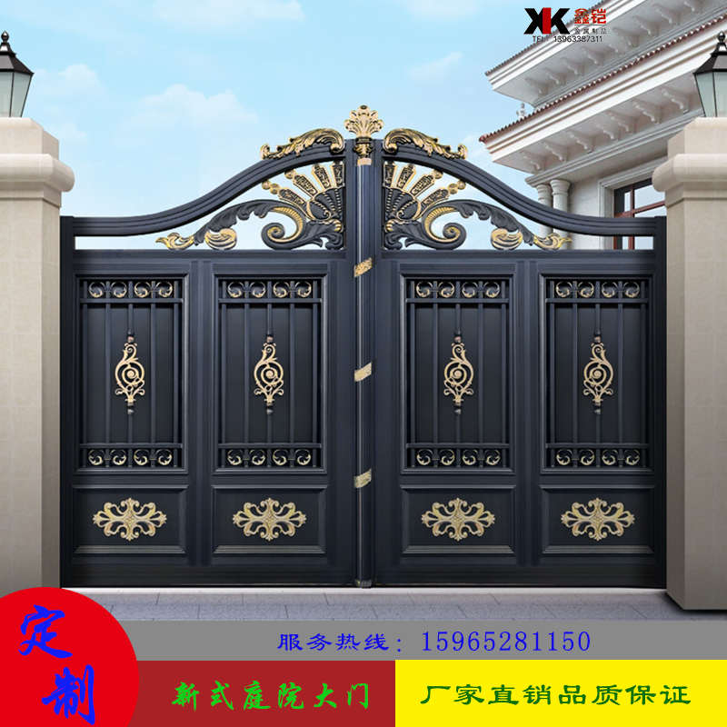 豪华别墅铝艺大门乡村庭院大门双开门电动平移门对开门大门