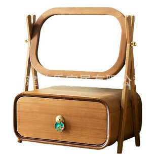 高档实木首饰盒收纳箱桌面化妆镜子梳妆台新娘珠宝盒现货货源