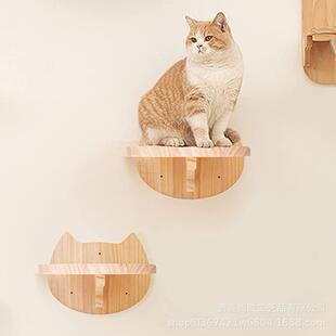 壁挂式猫架木制猫爬架猫睡平台用品实木猫活动台阶室内小猫栖息树