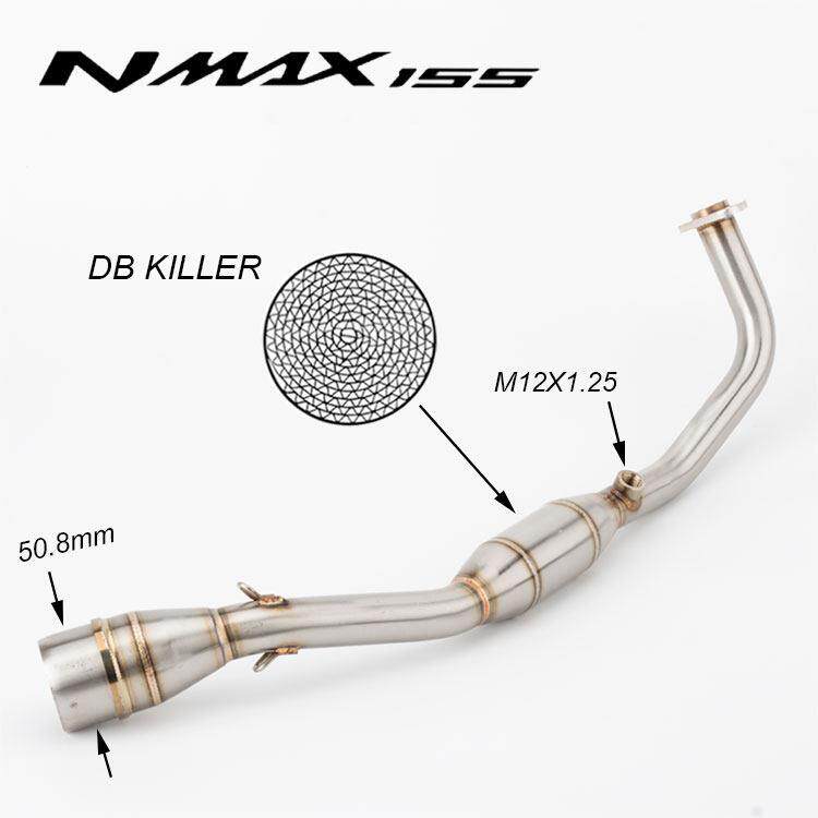 摩托车改装NMAX155 2021-2022排气管 NMAX155前段带回压鼓触媒