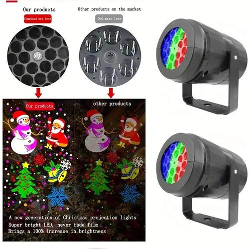 1pc Snowflake Christmas Laser Projector Light,16 patterns Wa