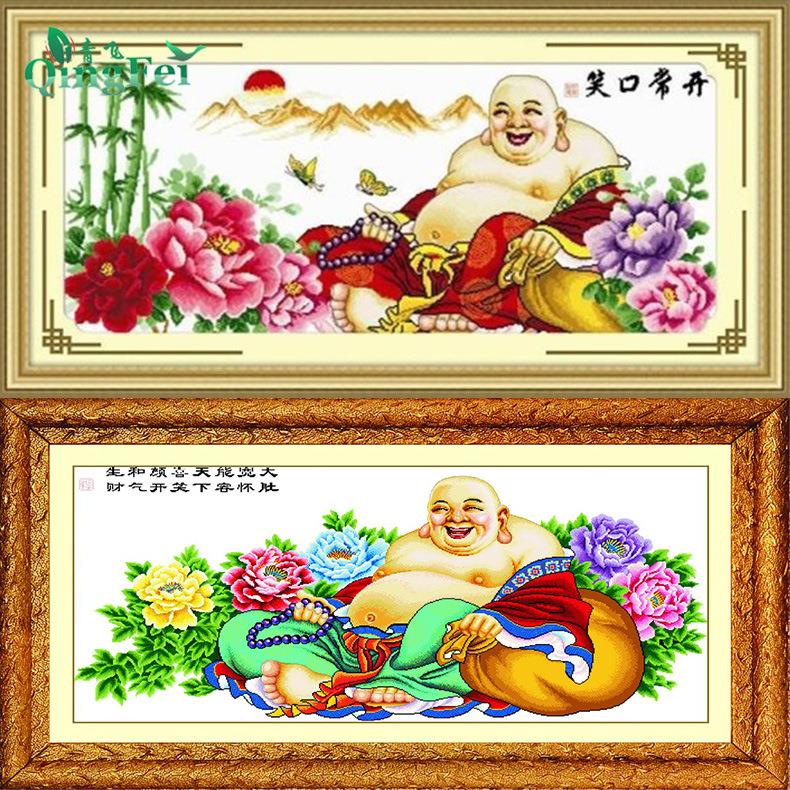 青飞精准笑口常开富贵高升弥勒佛十字绣如来佛祖有丝线2米超大版