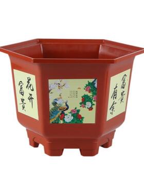 加厚口径紫砂印花果树月季花瓶