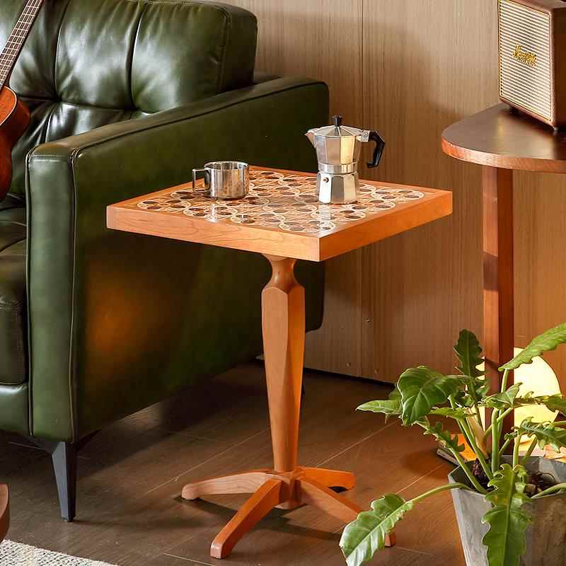 需定制樱桃木沙发边几可移动小茶几阳台方茶桌子法式复古实木床头